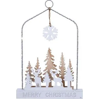 Vánoční dekorace Solight LED závěsná dekorace les s jeleny 14x LED 2x AA