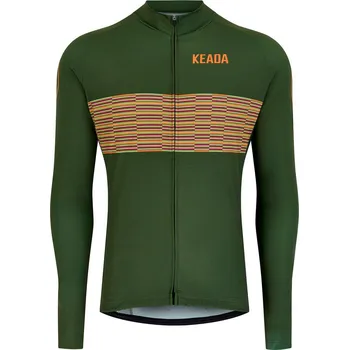 Pánské tričko KEADA SPORTS Dámský cyklistický dres s dlouhým rukávem M ZELENÁ|ŽLUTÁ