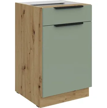 Kuchyňská skříňka Dolní skříňka se šuplíkem LUNARA - šířka 50 cm, zelená / dub artisan