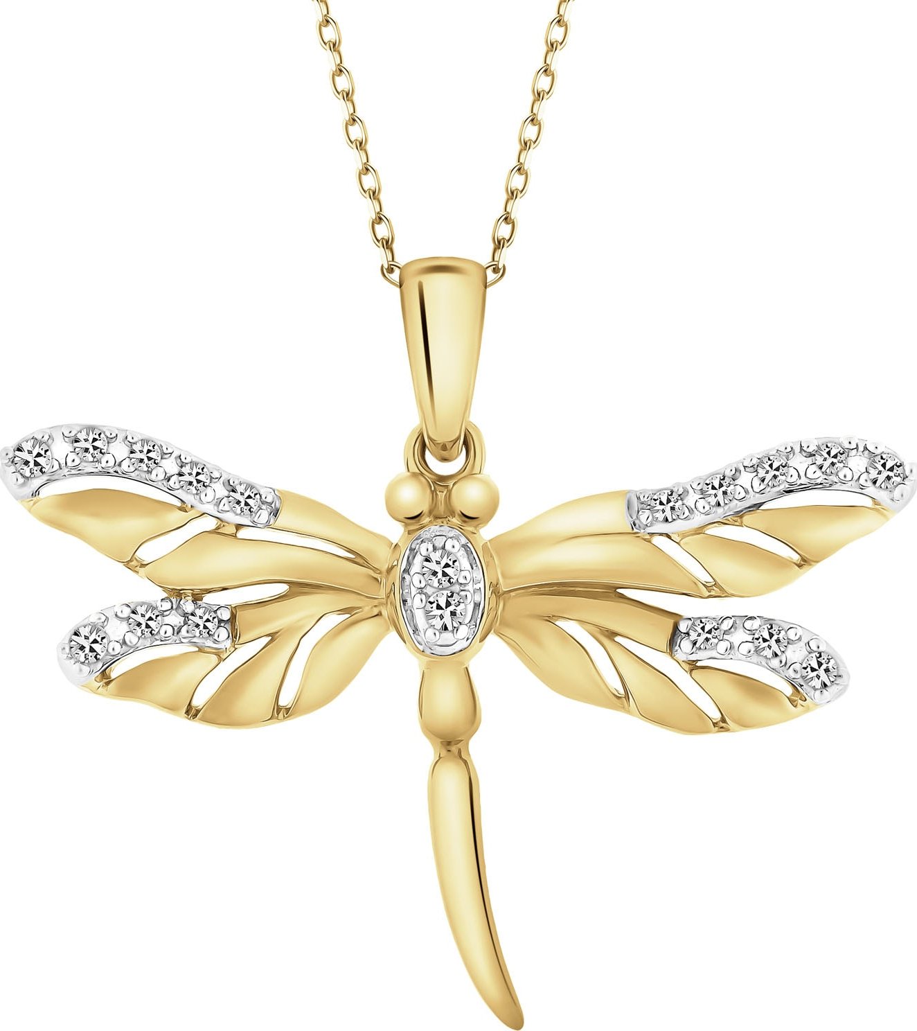 Zlatý přívěsek s diamanty - vážka - 0,07 ct - ryzost 585 - 240.113