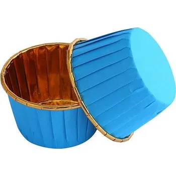 Potravinová fólie Košíčky na muffiny modré s pevným okrajem 50x39mm 100ks - Cakesicq