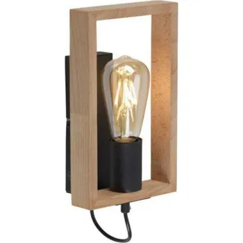 Nástěnné svítidlo LEUCHTEN DIREKT is JUST LIGHT nástěnné svítidlo, černá, dřevěný rám, kolébkový spínač, kov, 1 ramenné