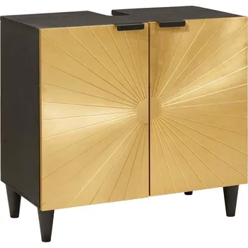 Koupelnový nábytek vidaXL Skříňka pod umyvadlo s policí Černá a zlatá 62 x 33 x 58 cm [4017847]