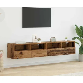 Televizní stolek vidaXL Skříňky na TV zeď Nástěnný 2 pcs Staré dřevo 60 x 30 x 30 cm [882923]