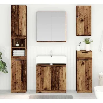 Koupelnový nábytek vidaXL Sada koupelnových skříněk 3 pcs Staré dřevo kompozitní dřevo [3415656]
