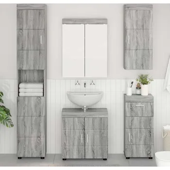 Koupelnový nábytek vidaXL Sada koupelnového nábytku TULUM Šedá Sonoma kompozitní dřevo [3398060]