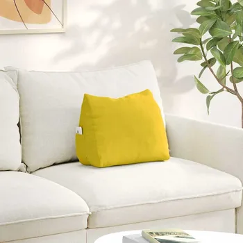 Polštář vidaXL Polštář na záda Žlutá 45 x 20 x 35 cm Žebrovaná látka [42015026]