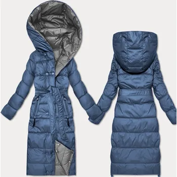 Světle modro-šedá oboustranná zimní bunda s páskem Minority (M2-6519-30+61) odstíny modré XL (42)