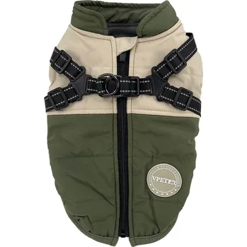Obleček pro psa Vsepropejska City-warm zimní bunda pro psa s postrojem Barva: Zelená, Délka zad (cm): 41, Obvod hrudníku: 46 - 52 cm
