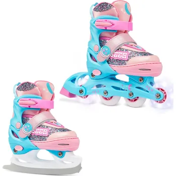 Kolečkové brusle RAVEN Kolečkové brusle 2v1 Raven Etta LED kolečka MODRÁ|RŮŽOVÁ|VÍCEBAREVNÁ