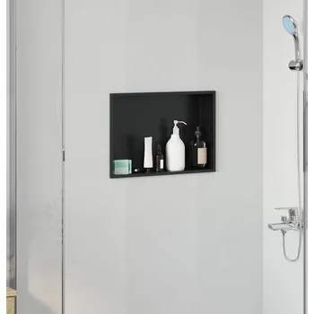 vidaXL Sprchový nik Černá 45 x 30 x 9,5 cm Nerezová ocel [42012669]