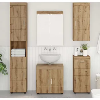 Koupelnový nábytek vidaXL Koupelnová nástěnná skříňka s policí TULUM Artisanový dub [880340]