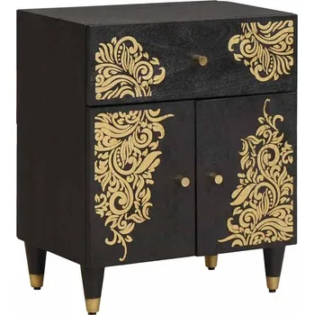 Ložnice vidaXL Noční stolek s dvířky se zásuvkou Černá 50 x 33 x 60 cm [4018819]