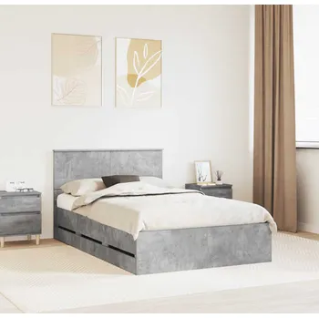 Postel vidaXL Rám postele s čelo Betonově šedá 120 x 200 cm Inženýrské dřevo [3408008]