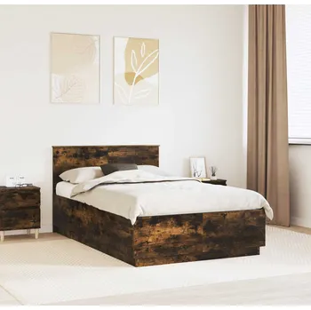 Postel vidaXL Rám postele s čelo Kouřový dub 120 x 200 cm kompozitní dřevo [3408100]