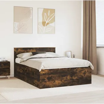 Postel vidaXL Rám postele s čelo Kouřový dub 150 x 200 cm kompozitní dřevo [3408568]