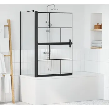 vidaXL Sprchová obrazovka do vany Černá a průhledná 116 x 68 x 128 cm [42018556]