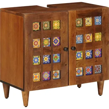 Koupelnový nábytek vidaXL Skříňka pod umyvadlo s úložištěm Vlašský ořech 62 x 33 x 58 cm [4018243]