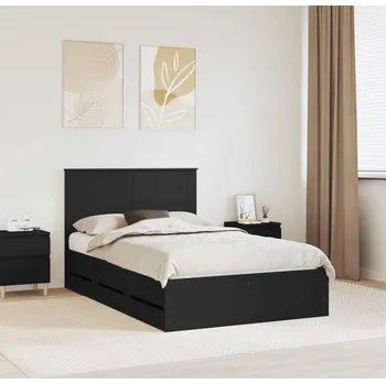 Postel vidaXL Rám postele se zásuvkou Černá 120 x 190 cm Inženýrské dřevo [3409476]