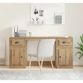 Psací stůl vidaXL Stůl s kabinetem se zásuvkou Artisanový dub 154,5 x 50 x 75 cm [3402678]