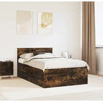 Postel vidaXL Rám postele s čelo Kouřový dub 120 x 190 cm kompozitní dřevo [3408596]