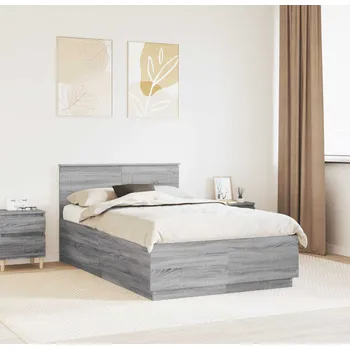 Postel vidaXL Rám postele s čelo Šedá Sonoma 135 x 190 cm kompozitní dřevo [3408178]