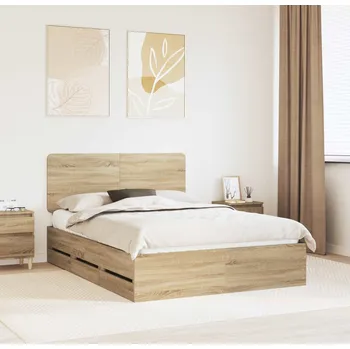 Postel vidaXL Rám postele s čelo Sonoma dub 160 x 200 cm Inženýrské dřevo [3412576]