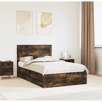 Postel vidaXL Rám postele s čelo Kouřový dub 120 x 190 cm Inženýrské dřevo [3409861]