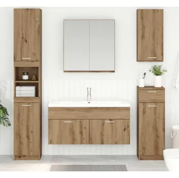 Koupelnový nábytek vidaXL Skříňka pod umyvadlo se dveřmi Artisanový dub kompozitní dřevo [880442]