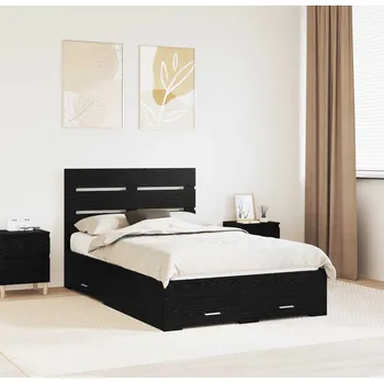 Postel vidaXL Rám postele se zásuvkou Černý dub 120 x 190 cm kompozitní dřevo [3411997]