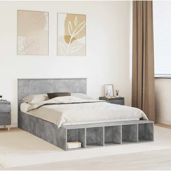 Postel vidaXL Rám postele s čelo Betonově šedá 150 x 200 cm kompozitní dřevo [3408357]