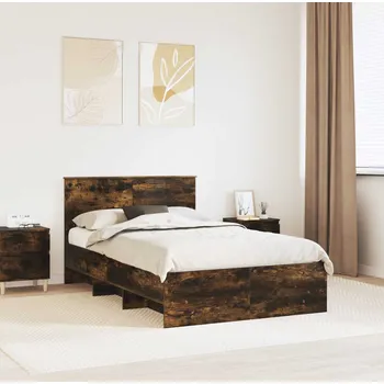 Postel vidaXL Rám postele s čelo Kouřový dub 120 x 123 cm kompozitní dřevo [3408869]