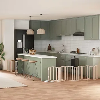 ohrádka pro psa zahrada-XL Zábrana pro psy s dvířky skládací 9 panelů 450 cm topol 3155585