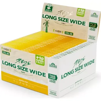 PURIZE papírky Long Size Wide, 42 ks v balení, nebělené | box 40 ks (PURIZE Long Size Wide – extra dlouhé a široké papírky 53 × 130 mm, ultra tenké, 42 ks v balení, maximální prostor, čistá chuť, dokonalé hoření.)