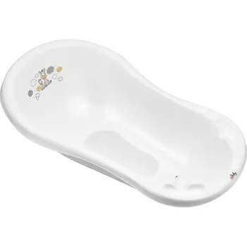 koupací vanička Dětská vanička Zebra s výpustem a protiskluzovou podložkou, 84 cm - bílá