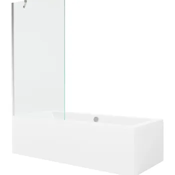 Vanová zástěna MEXEN/S - Cube obdélníková vana 170 x 80 cm s panelem + vanová zástěna 90, transparent, chrom 550517080X9509000001