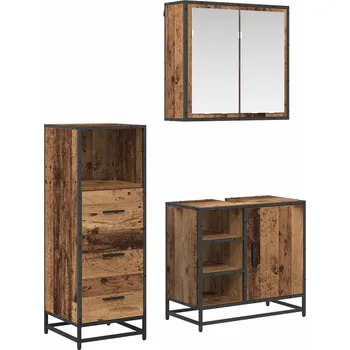 Koupelnový nábytek vidaXL Sada koupelnového nábytku 3 pcs Staré dřevo kompozitní dřevo [3402372]