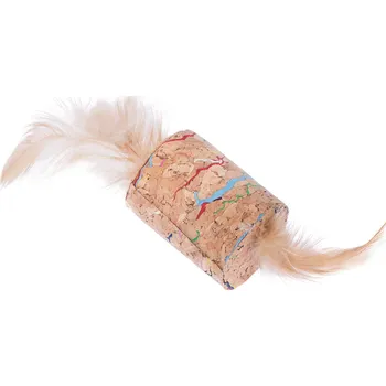 Hračka pro kočku 1ks TIAKI korek s peřím a šantou kočičí