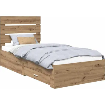 Postel vidaXL Rám postele s čelo Artisanový dub 90 x 200 cm kompozitní dřevo [3412019]