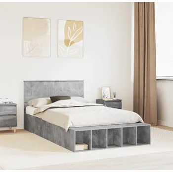 Postel vidaXL Rám postele s čelo Betonově šedá 120 x 190 cm kompozitní dřevo [3408385]