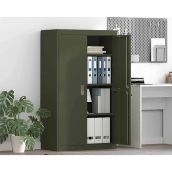 Zásuvkový kontejner vidaXL Úložná skříňka 2 pcs Olivově zelená 80 x 40 x 140 cm Ocel [3406182]