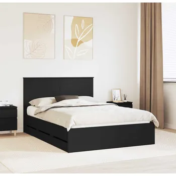 Postel vidaXL Rám postele se zásuvkou Černá 140 x 190 cm Inženýrské dřevo [3409455]