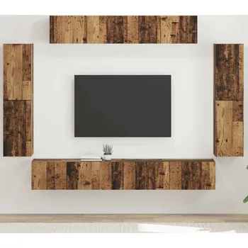 Obývací stěna vidaXL Televizní skříň 8 pcs Staré dřevo [3409148]