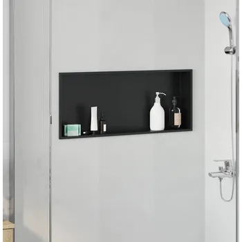 Sprchová vanička vidaXL Sprchový nik Černá 75 x 30 x 9,5 cm Nerezová ocel [42012672]