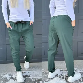 Dámské kalhoty Plátěné kalhoty WINDY Velikost: XXXL, Barva: Tmavě zelená