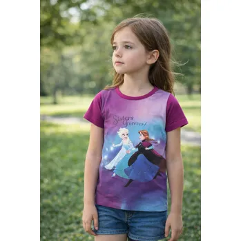 Dívčí tričko Exity KFT Dívčí tričko FROZEN sisters forever krátký rukáv růžové Růžová, Velikost: 98 98