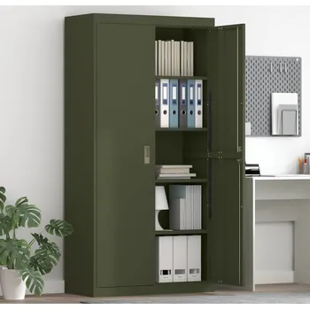 Zásuvkový kontejner vidaXL Úložná skříňka 2 pcs Olivově zelená 90 x 40 x 180 cm Ocel [3406170]