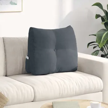 Polštář vidaXL Polštář na záda Tmavě šedá 60 x 24 x 50 cm samet [42014401]