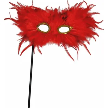 Karnevalová maska Škraboška maska z peří červená