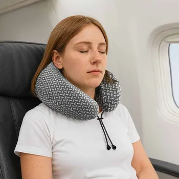 Dekorativní polštářek vidaXL Cestovní krční polštář Šedý 30 x 28 x 14 cm Polyester [42012698]